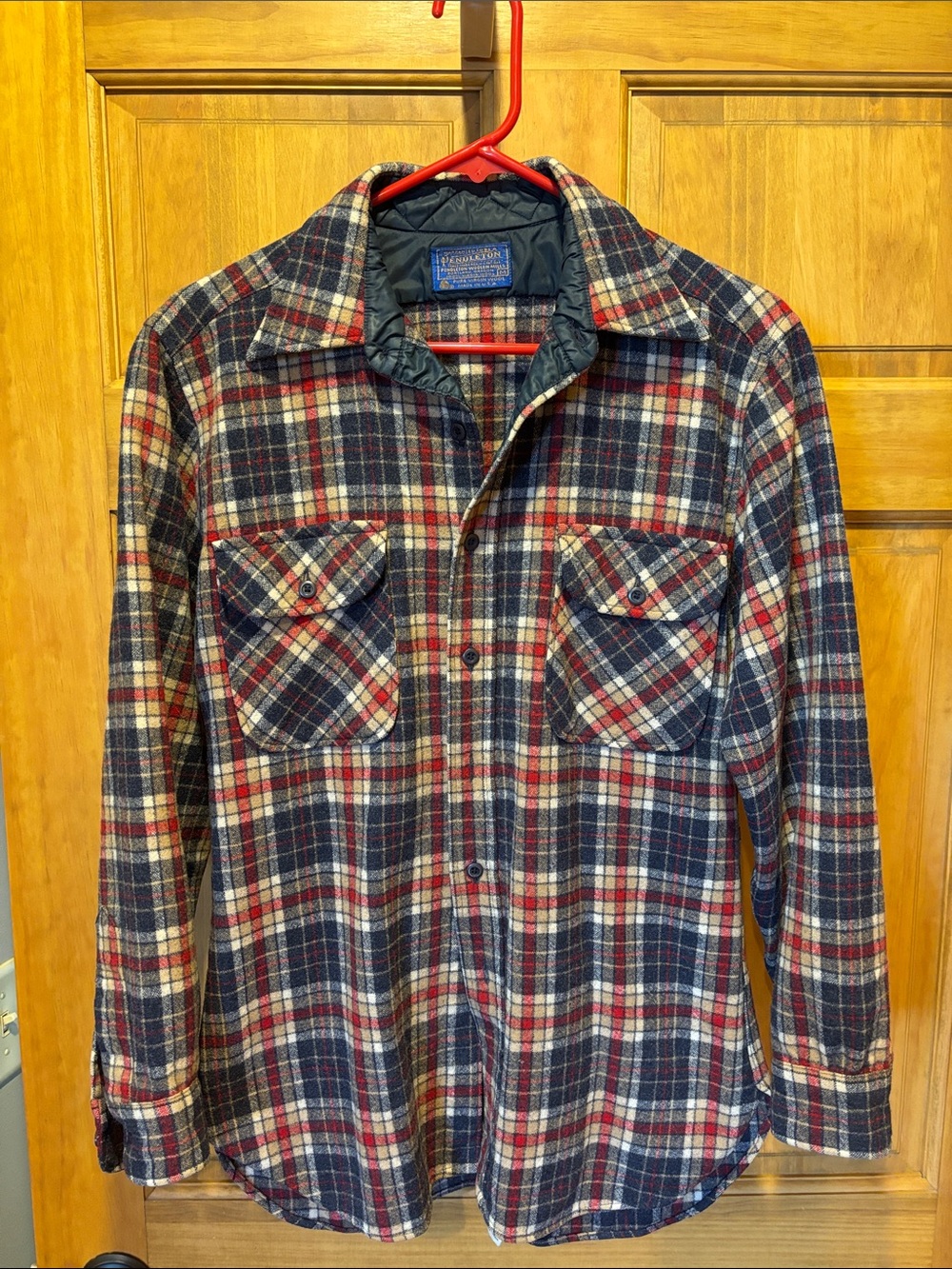 Pendleton Navy, Red & Cream Plaid Quilted-Lined Shirt Jacket